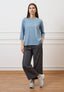 Pantalone palazzo in tencel - GRIGIO MEDIO