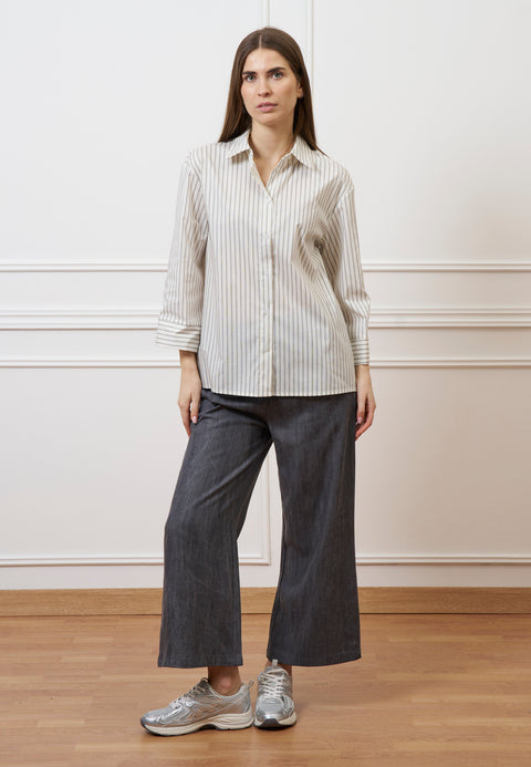 Pantalone palazzo in tencel - GRIGIO MEDIO