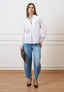 Camicia con scollo a v in popeline - BIANCO