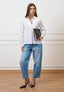 Camicia con scollo a v in popeline - BIANCO
