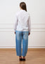 Camicia con scollo a v in popeline - BIANCO