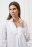 Camicia con scollo a v in popeline - BIANCO
