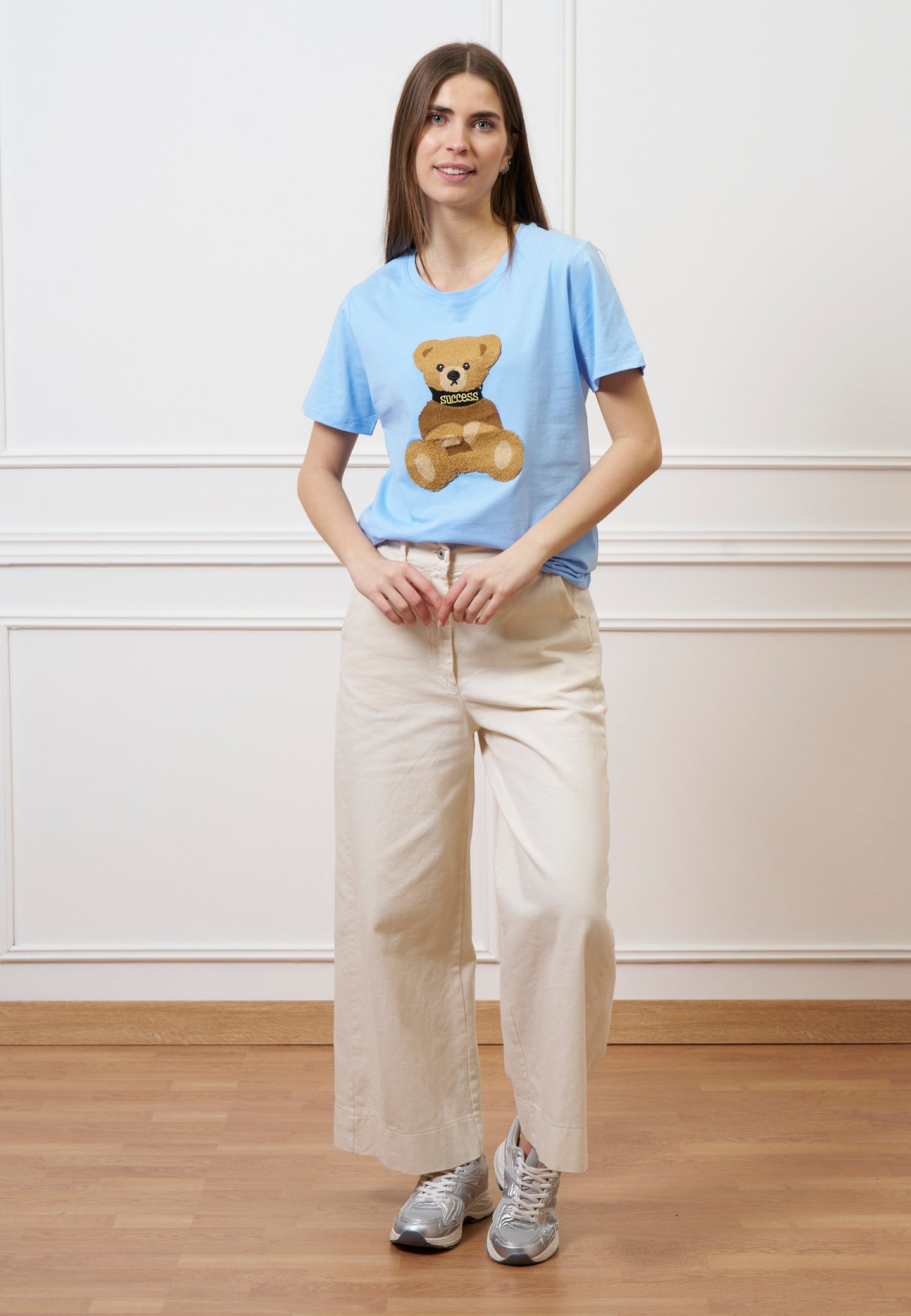 T-shirt con orsetto peluche - AZZURRO