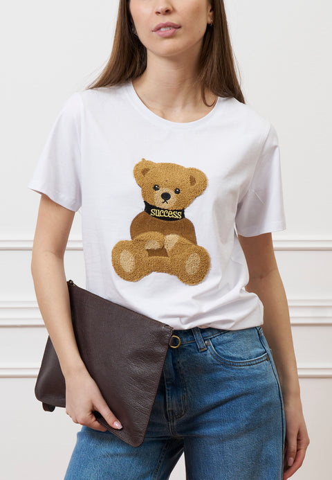 T-shirt con orsetto peluche - BIANCO