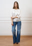 Blusa in raso maniche trequarti  - AVORIO