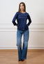 Blusa in raso maniche trequarti  - BLU