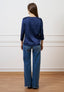 Blusa in raso maniche trequarti  - BLU