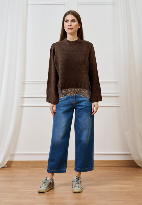 Maglia con inserto in pizzo