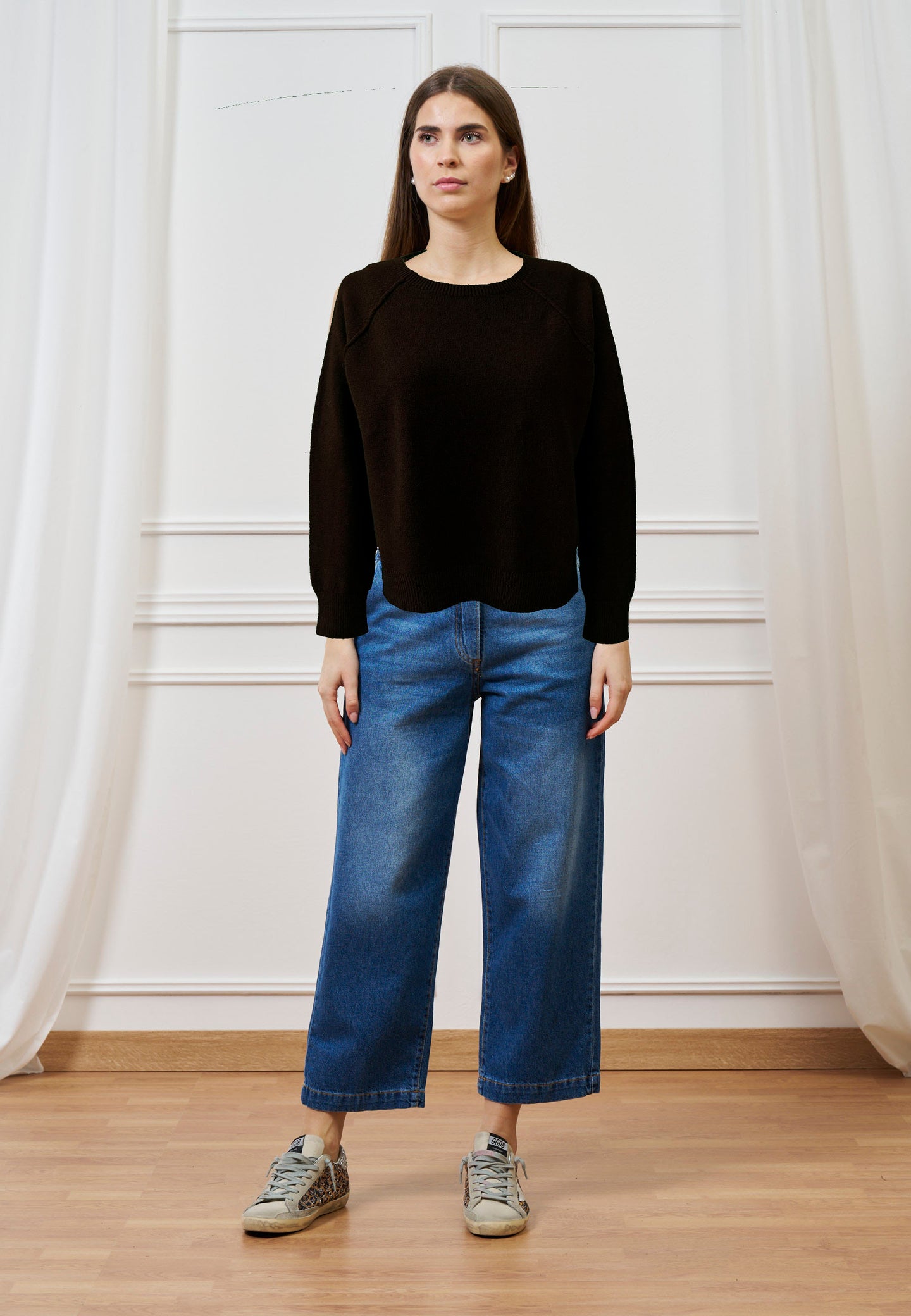 Maglia paricollo con spacchetti