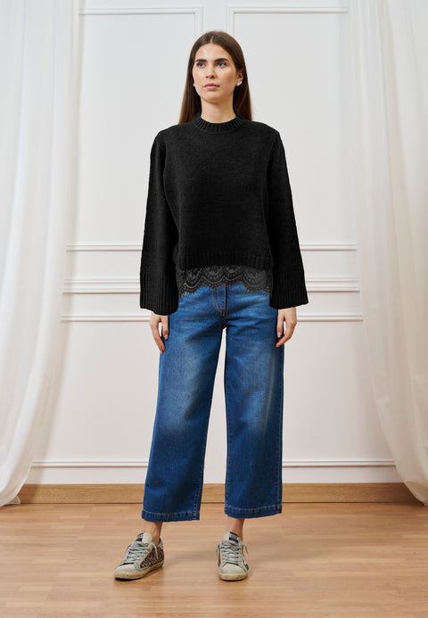 Maglia con inserto in pizzo