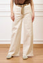 Pantalone palazzo orlo sfrangiato  - AVORIO