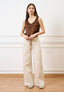Pantalone palazzo orlo sfrangiato  - AVORIO