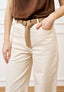 Pantalone palazzo orlo sfrangiato  - AVORIO