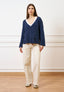 Pantalone palazzo orlo sfrangiato  - AVORIO