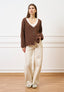 Pantalone palazzo orlo sfrangiato  - AVORIO