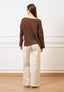 Pantalone palazzo orlo sfrangiato  - AVORIO