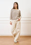 Pantalone palazzo orlo sfrangiato  - AVORIO