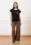 T-shirt con rouches e applicazione - NERO