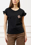 T-shirt con rouches e applicazione - NERO