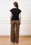 T-shirt con rouches e applicazione - NERO