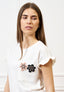 T-shirt con rouches e applicazione - AVORIO