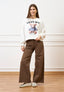 Pantalone palazzo orlo sfrangiato  - FANGO