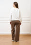 Pantalone palazzo orlo sfrangiato  - FANGO