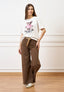 Pantalone palazzo orlo sfrangiato  - FANGO