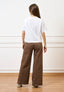 Pantalone palazzo orlo sfrangiato  - FANGO