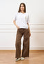 Pantalone palazzo orlo sfrangiato  - FANGO