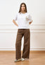Pantalone palazzo orlo sfrangiato  - FANGO