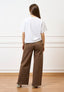 Pantalone palazzo orlo sfrangiato  - FANGO