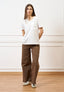 Pantalone palazzo orlo sfrangiato  - FANGO