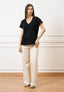 T-shirt over scollo a v - NERO