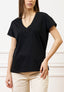 T-shirt over scollo a v - NERO