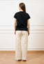 T-shirt over scollo a v - NERO