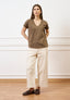 Pantalone con fondo ampio in cotone - AVORIO