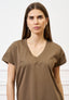 T-shirt over scollo a v - NOCCIOLA