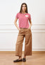 Pantalone con fondo ampio in cotone - NOCCIOLA