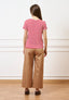 Pantalone con fondo ampio in cotone - NOCCIOLA