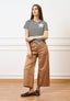 Pantalone con fondo ampio in cotone - NOCCIOLA