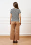 Pantalone con fondo ampio in cotone - NOCCIOLA