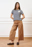 Pantalone con fondo ampio in cotone - NOCCIOLA
