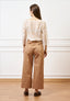 Pantalone con fondo ampio in cotone - NOCCIOLA