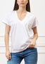 T-shirt over scollo a v - BIANCO