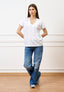 T-shirt over scollo a v - BIANCO