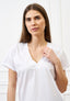 T-shirt over scollo a v - BIANCO