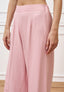 Pantalone palazzo gessato con zip laterale - ROSA