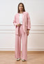 Pantalone palazzo gessato con zip laterale - ROSA