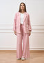Pantalone palazzo gessato con zip laterale - ROSA